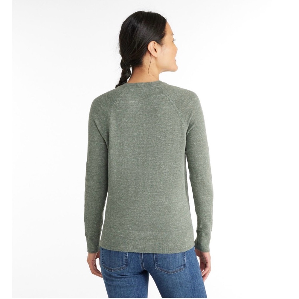 L.L. Bean Women's Organic Cotton Crew Neck Slub Sweater in Sea Green - Picture 2 of 9